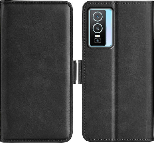 Brieftasche Leder Schwarz (Vivo Y76 5G / Y76s / Y74s)