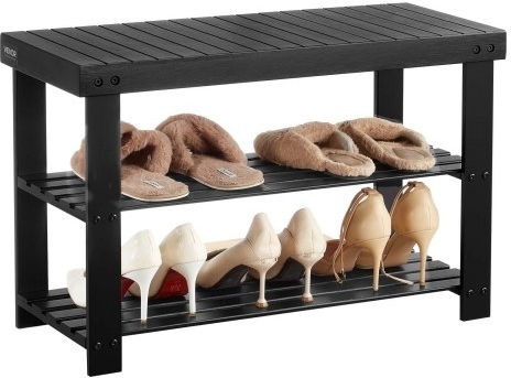 Wooden Shoe Organizer Black 27.6x11.3x17.8cm