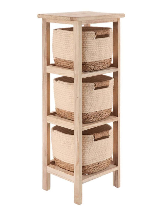 Eurocasa Επιδαπέδια Ραφιέρα Μπάνιου Ξύλινη 25x25x77cm Μπεζ