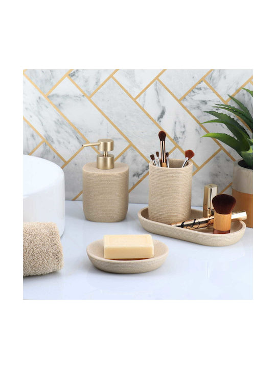 Eurocasa Ceramic Beige Bathroom Accessory Set 3 Pieces
