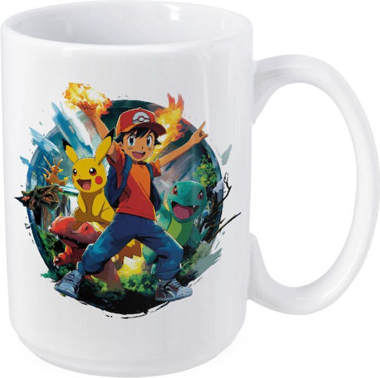Koupakoupa Ash Ketchum & Pikachu Κούπα Κεραμική Γκρι 450ml
