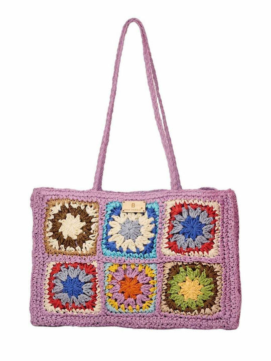 Bag to Bag Сламена Плажна чанта Лилав