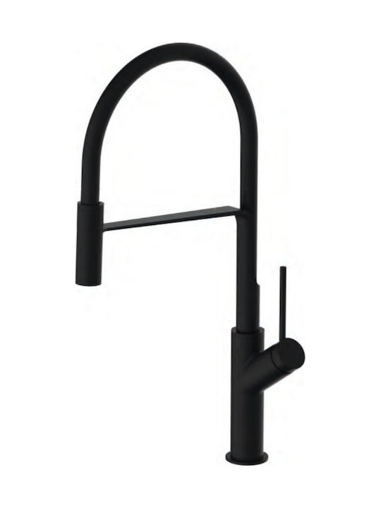 Ottone Meloda Kitchen Faucet Counter Flexible Black