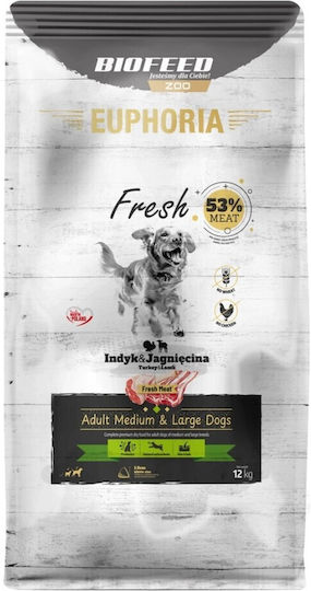 Biofeed 12kg Trockenfutter ohne Gluten für erwachsene Hunde mittlerer & großer Rassen mit Fleisch, Türkei und Lamm