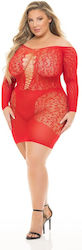 Roșu Mini Rochie Plasă Leopard Pink Lipstick Animal Inside Dress Plus Size Roșu
