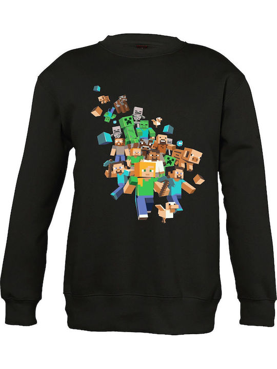 Παιδικό Φούτερ με Κουκούλα Black Minecraft Gang