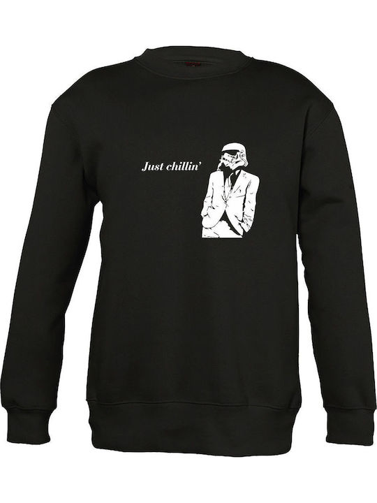 Детски Суичър с Качулка Black Star Wars Just Chilling Cool Storm Trooper