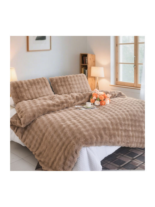 My Home Luxury Duvet Cover Set Single with Pillowcase 160x220 Rabbit Coffee