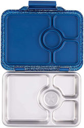 Yumbox Stainless Steel Bento Food Container Blue Glitter 4 Compartments