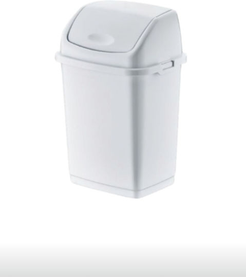 Dunya Plastic Waste Bin with Oscillating Lid White 35lt