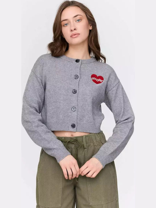 24 Colours Γυναικεία Πλεκτή Ζακέτα Grey