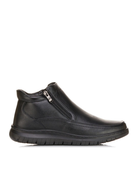 Leather Black Men's Boots with Zipper