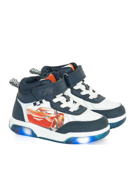Cars Kids Sneakers High with Hoop & Loop Closure Blue