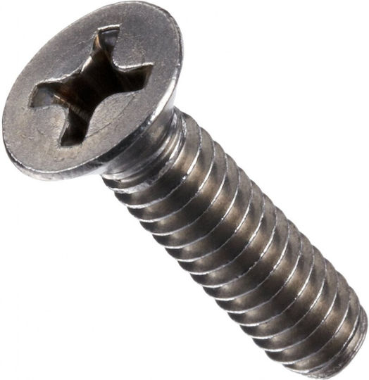 Machine Screw Phillips Inox DIN 965 with Diameter M6 and Length 40mm 100pcs Countersunk