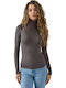 Fimelle Women's Long Sleeve Turtleneck T-Shirt Brown
