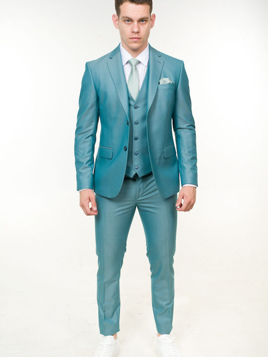 Men's Suit with Vest Petrol (Item J062)