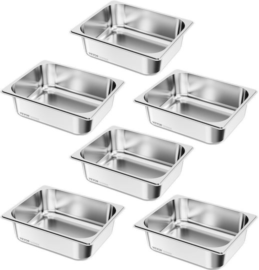 Vevor 1/2 Size Gastronorm Pans Steam Table Pans 4 Inch Deep Stainless Steel 6 Pack