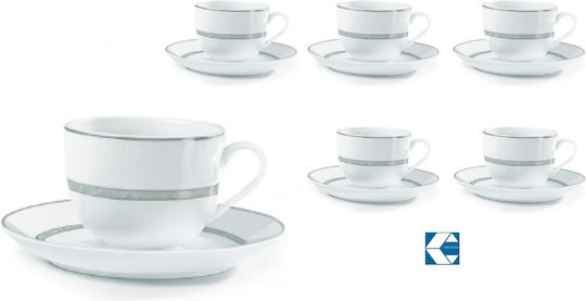 Galifas Set of Cups Coffee Porcelain White 90ml 12pcs