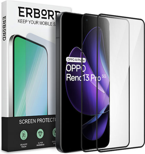 2x Закалено Стъкло Oppo Reno 13 Pro Erbord 3D Пълно Бързо Цял Екран