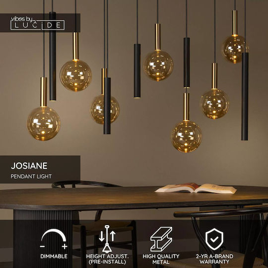 Lucide Lightning Josiane Pendant Light Black for 7 Bulbs G9