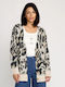 Wylding Out Κοντή Γυναικεία Πλεκτή Ζακέτα Animal Print