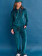 Women's Cardigan with Zipper Green