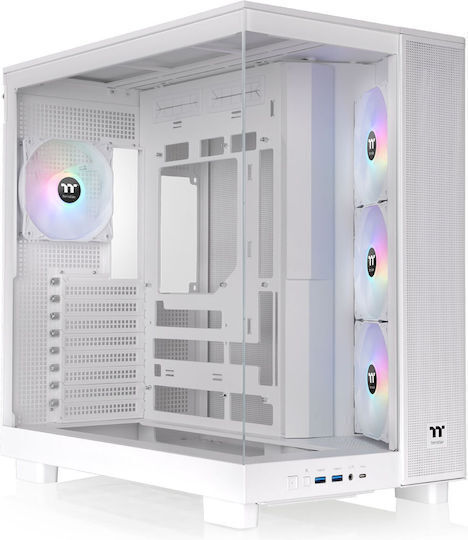 Thermaltake View 600 TG Gaming Voller Turm Computergehäuse mit Seitenfenster Snow White
