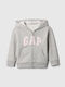 Fleece Kinder-Sweatshirt Strickjacke mit Kapuze und Taschen Light Heather Grau