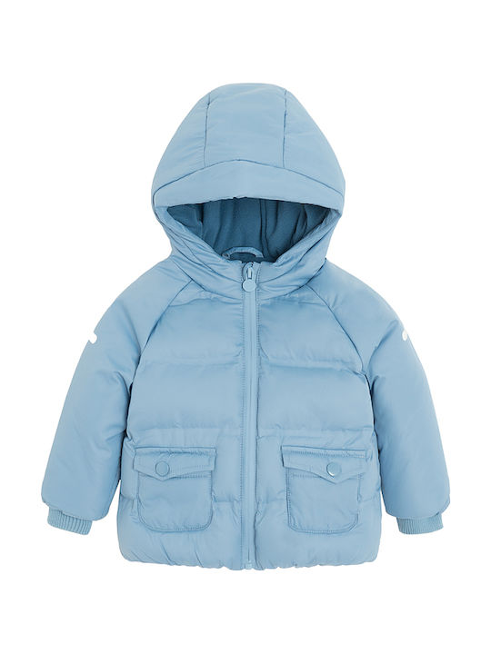 Kids Casual Short Hooded Blue Coat