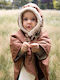 Waterproof Kids' Coat Short Windproof with Lining & Hood Brown