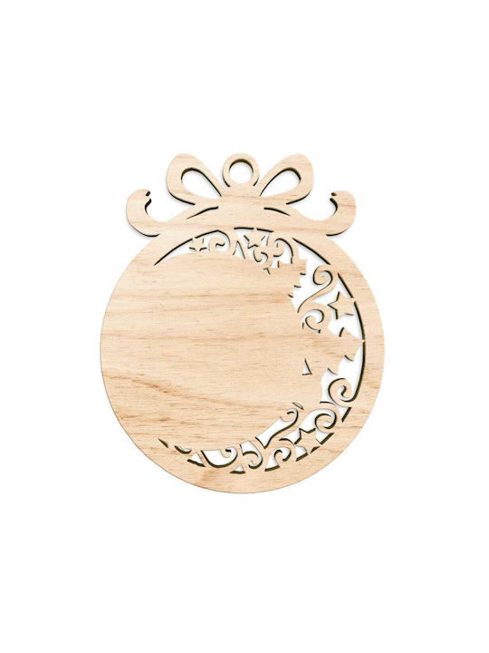 Hanging Ornament Moon Wooden 9x11cm