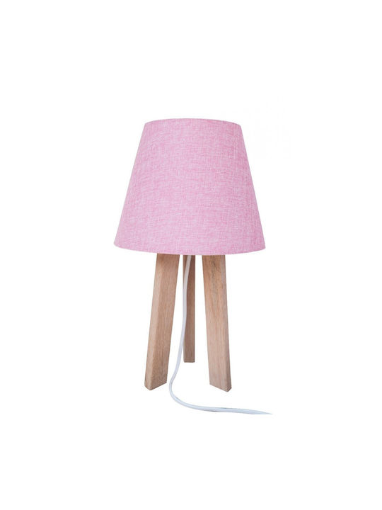 SteweHome Tischlampe Holz mit Hut Rosa Farbe