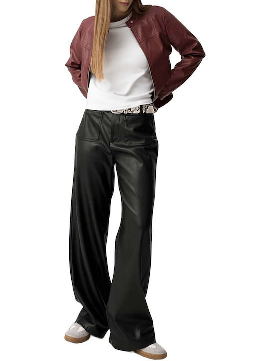 Women's High-waisted Fabric Trousers Black