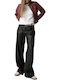 Women's High-waisted Fabric Trousers Black