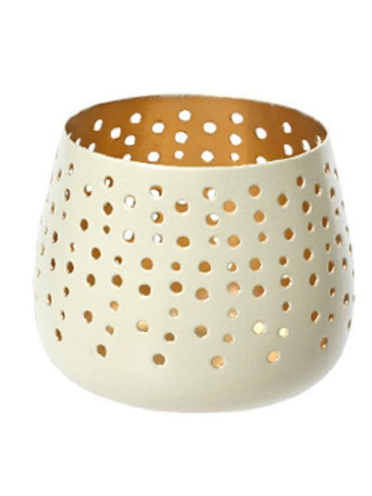 Kaemingk Candles Candle Holder Metal in White Color 8x7x7cm 1pcs