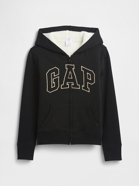 Kids Sweatshirt Cardigan Fur with Hood True Black