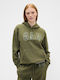 Μακρύ Γυναικείο Φούτερ με Κουκούλα Χακί, Army Green