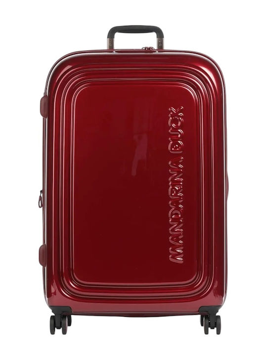 Mandarina Duck Logoduck+ Голям Куфар За Пътуване Твърд Тъмночервен С 4 Колела Височина 75 См
