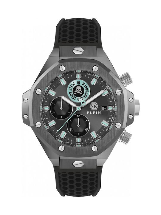 Philipp Plein Chrono Royal Ανδρικό Ρολόι Μπαταρίας με Μαύρο Καουτσούκ Λουράκι