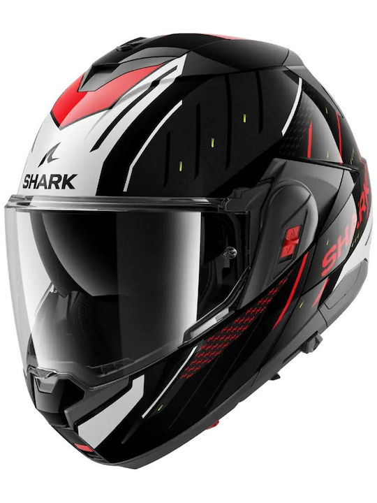 Shark Oxo Rydger Black/Silver/Red Κράνος Μηχανής Flip-Up ECE 22.06 με Sunvisor
