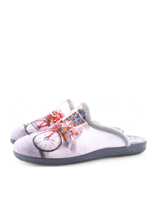 Adam's Shoes Χειμερινές Γυναικείες Παντόφλες Γκρι
