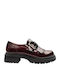 Leather Women's Loafers in Burgundy Color