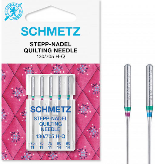 Set de Ace Schmetz pentru Quilting cu 5 Aceuri, Granulitate 75-90, Sistem de Ace pentru Mașină de Cusut 130/705 H