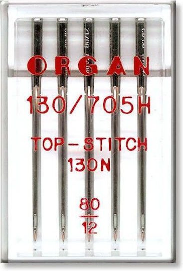 5 Organ Top Stitch Needles Quilting Patchworking Embroidery Needle Fineness 80