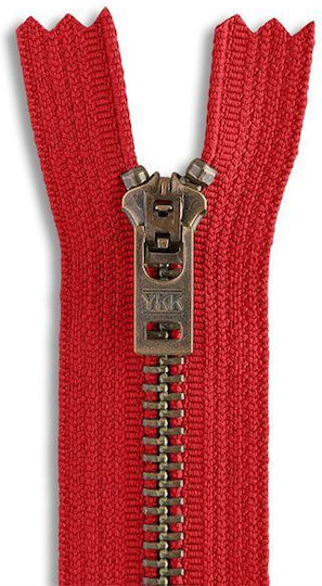 YKK Reißverschluss Rot aus Metall 75cm.