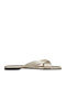 Leather Women's Flat Sandals in Gold Color