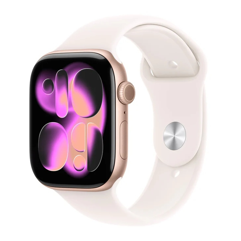 Apple Watch Series 11 Aluminium 46mm Αδιάβροχο με Παλμογράφο (Rose Gold Aluminium Case with Light Blush Sport Band - M/L) (MEV74ETA)