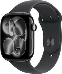 Apple Watch Series 11 Cellular 42mm Carcasă Din Aluminiu Negru Jet Cu Curea Sport Neagră Apple Watch Series 11 Cellular 42mm Carcasă Din Aluminiu Negru Jet Cu Curea Sport Neagră