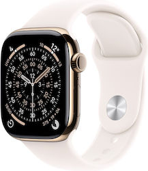 Apple Watch Series 11 Cellular 42mm Gold Titanium Case with Light Blush Sport Band