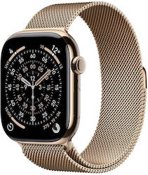 Apple Watch Series 11 Cellular 42mm Gold Titanium Case with Gold Milanese Loop